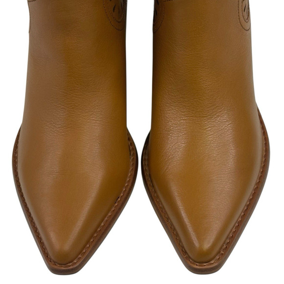 Marc Fisher Elyma Pointed Toe Western Tan Leather Booties Womens 7.5M New $199 - Picture 3 of 11